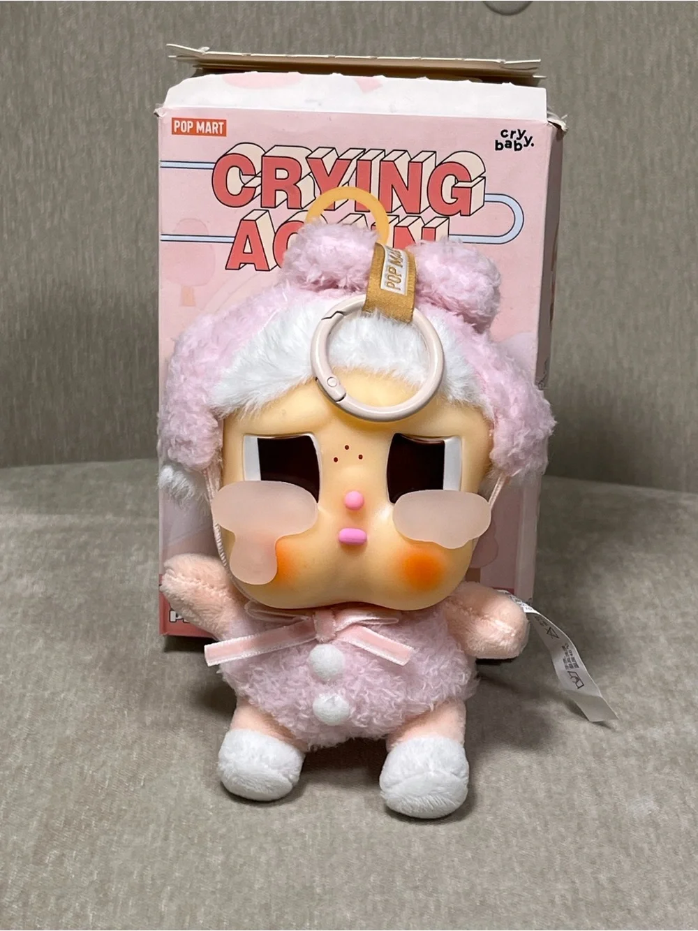 POP MART Crying Agent Pink Plush Keychain Card Holder